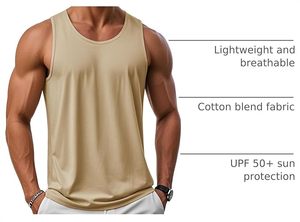 Men's Solid Color Sleeveless Tank Top O-Neck Knitted Quick Dry Polyester Casual Muscle <b>Vest</b> - Product Image 6