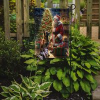 Drapeau solaire décoratif de jardin Père Noël Berger Belge Malinois pour boîte aux lettres, bannière décorative pour patio et aménagement de parterres de fleurs
