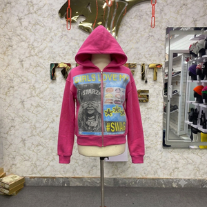 Custom Girls Pink Zip Up Hoodie Kids Cotton <b>Fleece</b> Sweatshirt Full Zip Hooded <b>Jacket</b> Casual Streetwear OEM ODM - Product Image 1
