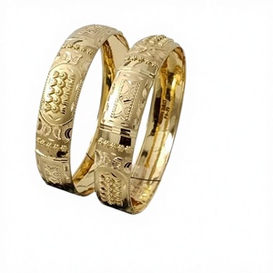 22K Solid Gold <b>Bangle</b> <b>Set</b> for Women Traditional Indian Gold Kada Pair Elegant Handcrafted Yellow Gold Bracelets - Product Image 2