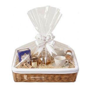 Cesta de Regalo Rectangular de Mimbre, Cesta de Mimbre de Lujo con Forro de Tela Blanca Extraíble para Regalos de Navidad y Kits de Spa - Product Image 1