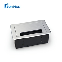 Enchufe de Mesa Abatible de Aleación de Aluminio, Enchufe Oculto, Toma de Corriente Multimedia para Escritorio, 1 Toma de Corriente Alterna, 2 Puertos de Red para Oficina