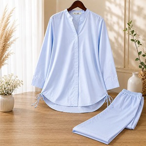 Conjunto de 2 Piezas Premium para Mujer, Camisa de Manga Larga con Pantalón Palazzo de Pierna Ancha, Ropa Casual de Verano - Product Image 4