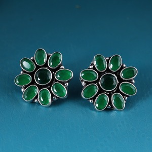 Pendientes de latón con bisel de ónix de gran venta al por mayor |   Pendientes Étnicos Tribales Florales |   Regalo Boho Hecho a Mano - Product Image 3