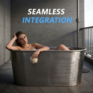 304SS Stainless Steel Cold Plunge Bathtub <strong>Ice</strong> <strong>Bucket</strong> for Athletes Recovery Indoor/Outdoor Free Standing 1-Person 126x66x76cm - Product Image 1
