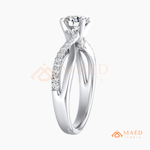 Anillo de Compromiso de Moissanita de Corte Redondo, Plata 925, Diseño Cruzado Infinito con Pavé, Anillo de Boda con Aspecto de Diamante - Product Image 6