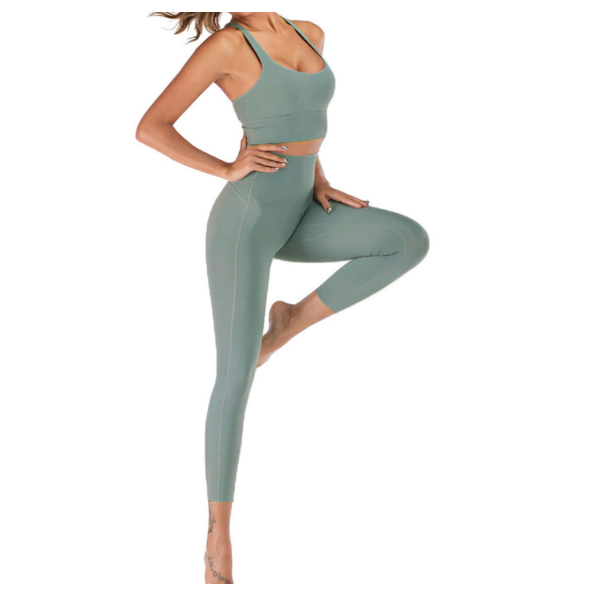 Hot Sale Best Quality Women Yoga Set Solid Elastic Waist Front Outdoor Use Breathable Lightweight 2-Piece Gym Wear Wholesale