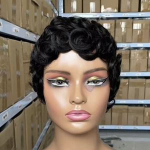 12A Pixie Cut Human Hair Wig Loose <strong>Wave</strong> Machine Made Full <strong>Cap</strong> Natural Color for Women Daily Use - Product Image 1