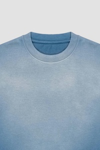 T-shirt Homme Oversize Bleu Col Rond Manches Courtes 100% Coton Tricoté Coupe Décontractée Anti-Plis - Product Image 5