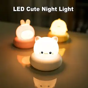 Luce notturna di ricarica USB carino Clap di controllo a forma di Pet lampada per dormire camera da letto decorativa regalo per bambini lampada per atmosfera notturna