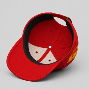 หมวกเบสบอล Apicto Sports สีแดง 6 แผง ปักโลโก้สีเหลือง ทรงแบน ปรับขนาดได้ - Product Image 3