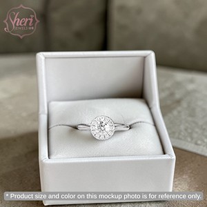 [Sheri Jewels] Anillo de Diamantes Naturales de Corte Brillante para Mujer, Estilo Halo, Oro Blanco Sólido de 18K, D12-0.18ct, Color F-G, Claridad SI1-2 - Product Image 3