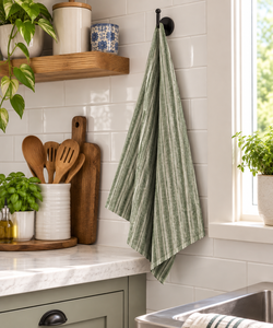 Paño de Cocina de Algodón Tejido a Rayas Verdes Sai Impex, Premium, Antideslizante, Textil Moderno y Sostenible para Cocina y Hotel - Product Image 4