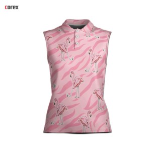 Camiseta sin Mangas Casual para Mujer Corex, Poliéster, Diseño de Flamencos Rosados, Estampado por Sublimación, Top con Estampado Animal - Product Image 1