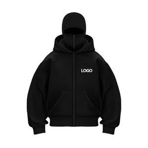 Sweat-shirt d'hiver unisexe personnalisé, écologique, numérique, épais, surdimensionné, à double capuche zippée, avec cagoule ninja intégrée - Product Image 6
