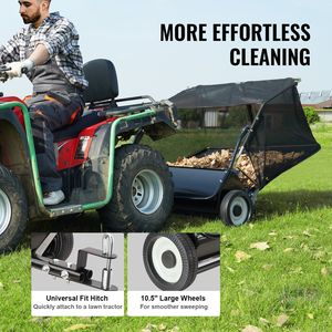 Frigorifero per uso intensivo da 44 pollici, 25 Cu. Spazzatrice per prato a traino di grande capacità, altezza di spazzamento regolabile, accessori per tosaerba e raccogli foglie - Product Image 6