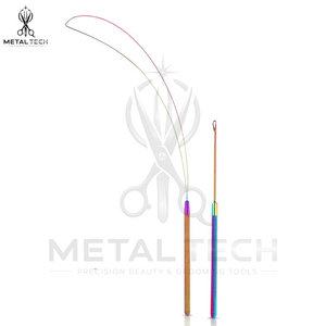Rainbow Color Hair Extension Loop <b>Needle</b> Micro Links Beads <b>Threader</b> Flexible Wire Pulling Hook Stylist Hairdressing Tool Set - Product Image 4