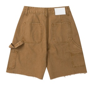 Short pour homme 100% coton, déchiré, délavé, effet vieilli, coupe vintage, respirant, uni, avec logo personnalisé, idéal pour l'été - Product Image 2
