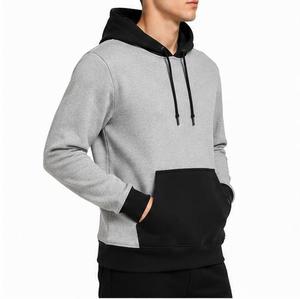 Sweat-shirt à capuche pour homme, coupe classique, décontracté, pour l'automne, en tissu tricoté, coupe-vent numérique, avec poches, couleur unie gris et noir - Product Image 3