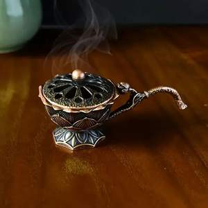 Quemador de Incienso Redondo de Metal de Diseño Moderno, Dhoop Dani Aarti, Porta Incienso de Metal para el Hogar, Oficina, Templo - Product Image 3