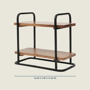 Juego de bandejas de servir de madera de dos niveles, elegantes y apilables, para uso en el hogar, cocina, hotel y fiestas, de uso duradero. - Product Image 2