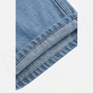 Pantalones Cargo de Cintura Alta para Hombre, Jeans de Mezclilla Azul Claro, Pantalones Utilitarios Lavados con Piedras, Corte Regular, Tela de Algodón para Primavera - Product Image 5
