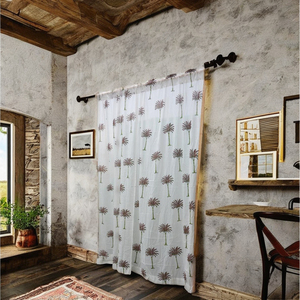 Rideaux et cantonnières en coton palmier tropical Style ferme Habillages de fenêtre pour chambre et salon - Product Image 3