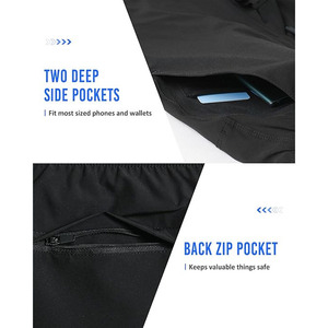 กางเกงขาสั้นกีฬาผู้ชายลำลองสำหรับฤดูร้อน ผ้าเทอร์รี่ แห้งเร็ว ชายผ่า ขอบเอวยางยืดสูง ระบายอากาศดี มีกระเป๋าอเนกประสงค์ ทรงหลวม - Product Image 5