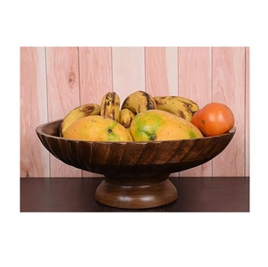 Cuenco de Madera Artesanal con Base, Plato Decorativo Elevado para Frutas, Golosinas, Nueces, Bocadillos y Decoración de Mesa de Comedor - Product Image 3