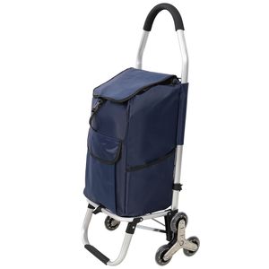 Carrello della spesa pieghevole e rimovibile in acciaio inossidabile nero con borsa impermeabile in tessuto Oxford e ruote per salire le scale - Product Image 3