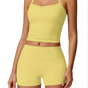 Two Piece Fitness Yoga Workout Sets For Women Tank Top Matching High Waist <b>Booty</b> Lifting Shorts Gym Yoga Active Wear Outfits - Product Image 1