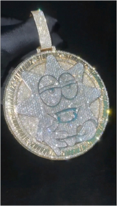 Colgante de plata 925 con incrustaciones de moissanita personalizado, colgante de moissanita de corte redondo estilo hip-hop para hombres y mujeres, ideal para fiestas. - Product Image 2