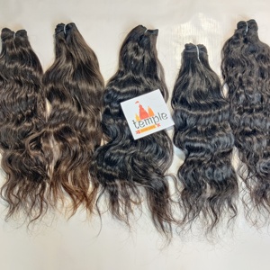 Wholesale <b>Cheap</b> Indian Remy Wavy Genuine Lace 32 Inches Bundle Temple Machine Double Weft All Colors Women Human Hair <b>Extensions</b> - Product Image 6