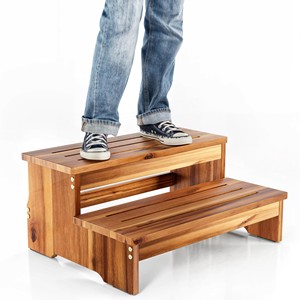 Acacia Wood Rustic <b>Step</b> <b>Stool</b> Distressed Vintage | Wholesale Handcrafted - Product Image 4