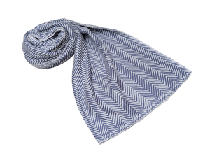 Premium Blue White Zigzag Scarf for Women, 28x80 Inch Handmade <b>Wool</b> Acrylic Stole, Best Quality Soft Fiber Winter <b>Wrap</b> Shawl - Product Image 2