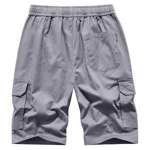Shorts cargo décontractés respirants pour hommes, en coton épais 100 %, avec poches à rabat, couleur unie, taille haute, fermeture éclair, style sportswear jogger - Product Image 2