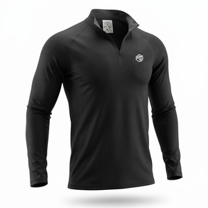 Camiseta Deportiva de Manga Larga para Hombre, Cuello Redondo, Secado Rápido, Transpirable, Cuello Alto con Cierre de 1/4, Estilo Simple para Deportes y Running - Product Image 1