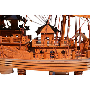 Modèle de bateau en bois artisanal Halong Dragon, bateau traditionnel vietnamien en bois, décoration nautique pour la maison, 170Lx48Wx145H cm - Product Image 5