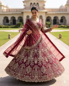Divyam Creation F-1035 Lehenga Choli en Spandex Brodé Doré, Robe de Mariage Indienne Traditionnelle Longue pour Femme, Coupe Classique - Product Image 6