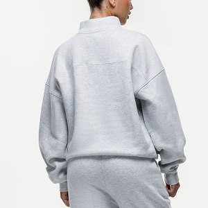 Sweat-shirt à col roulé zippé pour femme, manches longues, couleur unie, idéal pour l'extérieur - Product Image 2