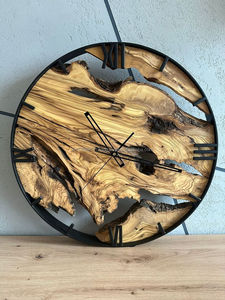 Natural Wood Hanging Wall Clock Modern Design Irregular Shape Quartz Analog Silent Study Decor - Product Image 6