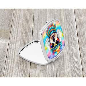 Bichon Frise Hippie Dawg Compact Folding Handheld Makeup <b>Mirror</b> Portable Pocket <b>Travel</b> Decorative <b>Mirror</b> for Women and Girls - Product Image 2