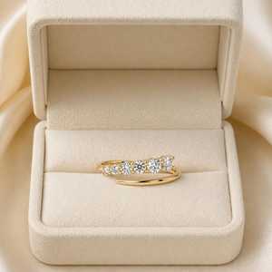 Solid 10k 14k 18k Gold 0.38CT E Color VS1 Round Brilliant Lab Grown Diamond Open Gap <b>Ring</b> Cuff <b>Stacking</b> Band Wedding <b>Ring</b> - Product Image 4