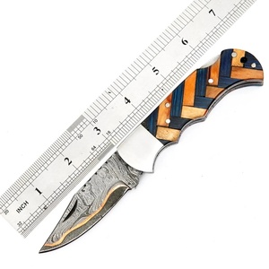 Couteau pliant en cuivre Damas fait main, couteau de poche, vente en gros, personnalisation OEM ODM, directement de l'usine, couteau de camping et de chasse en plein air - Product Image 4