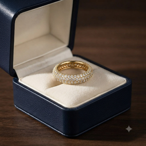 Anillo de Boda de Oro Sólido de 14K de Lujo, con Incrustaciones de Diamantes de Moissanita en Media Eternidad, 3 Filas, Micro Pavé, Joyería Fina para Mujer - Product Image 5