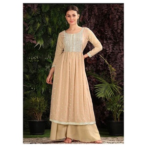 TENDANCE GEORGETTE SEQUENCE BRODERIE TRAVAIL TOP PALAZZO AVEC DUPATTA - Product Image 1