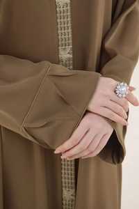Dubai Hot <b>Flared</b> Cuff Bag Long Sleeve Casual Dress for Muslim Women Modest Breathable Solid Color Abaya Dubai Beads - Product Image 5