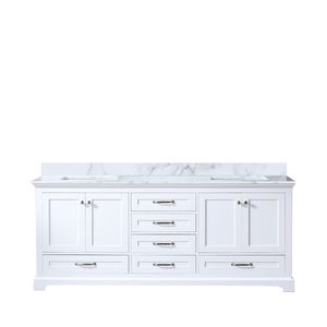 White Double Bath Vanity with Carrara Marble <b>Top</b> <b>80</b> In. W X 22 In. D Bathroom Vanities - Product Image 1