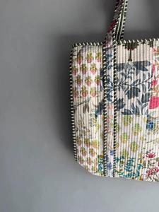 Bohemian Cotton <b>Tote</b> <b>Bag</b> Panelled Pattern Soft Handle Open Top Daily Use Female gift for her - Product Image 2