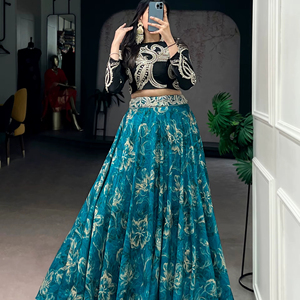 Tasar Silk Printed with Sequins and Thread Embroidery <b>Work</b> <b>Belt</b> new design 2026 - Product Image 1